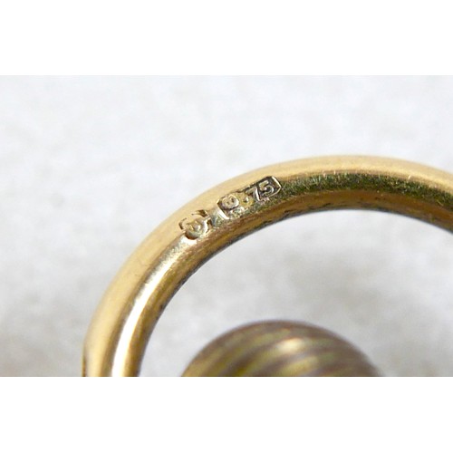 97 - A Continental 18ct gold fob watch, with Arabic dial with subsidiary dial, dial 32mm, case 35mm, 36.8... 