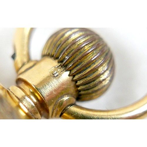 97 - A Continental 18ct gold fob watch, with Arabic dial with subsidiary dial, dial 32mm, case 35mm, 36.8... 
