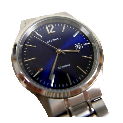 99 - A  Seiko Solar stainless steel and gold plated wristwatch, 36mm case, black dial with batons and Day... 