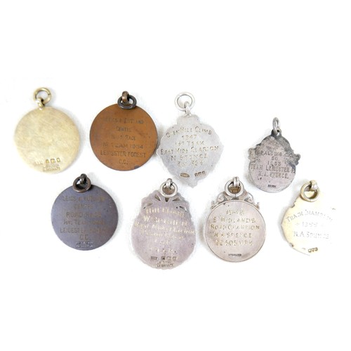 127 - Twelve silver and enamel cycling medallions, of local interest, to include 1948 Hill Climb E. Midlan... 