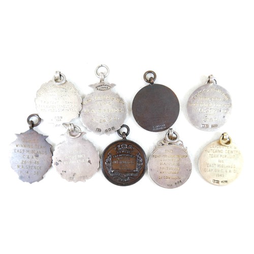 127 - Twelve silver and enamel cycling medallions, of local interest, to include 1948 Hill Climb E. Midlan... 