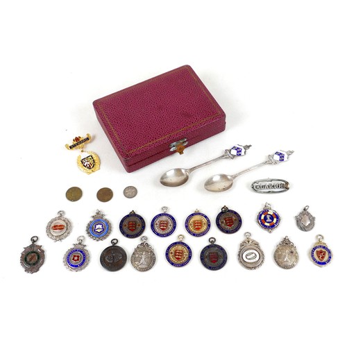 127 - Twelve silver and enamel cycling medallions, of local interest, to include 1948 Hill Climb E. Midlan... 
