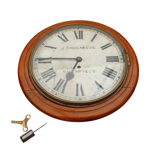 270 - A beechwood wall clock, by John Thorneloe of Sheffield, with spring driven movement, 30cm painted di... 