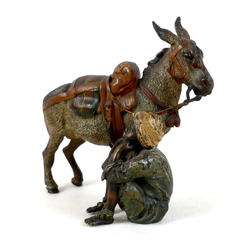 284 - An Austrian cold painted bronze sculpture, by Franz Bergman, circa 1900, modelled in the form of a y... 