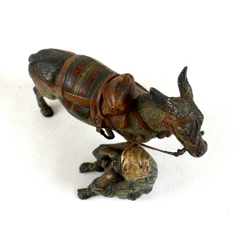 284 - An Austrian cold painted bronze sculpture, by Franz Bergman, circa 1900, modelled in the form of a y... 
