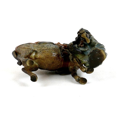 284 - An Austrian cold painted bronze sculpture, by Franz Bergman, circa 1900, modelled in the form of a y... 