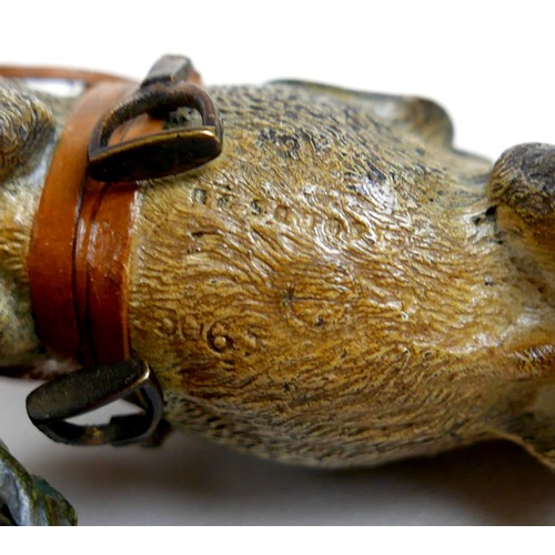 284 - An Austrian cold painted bronze sculpture, by Franz Bergman, circa 1900, modelled in the form of a y... 