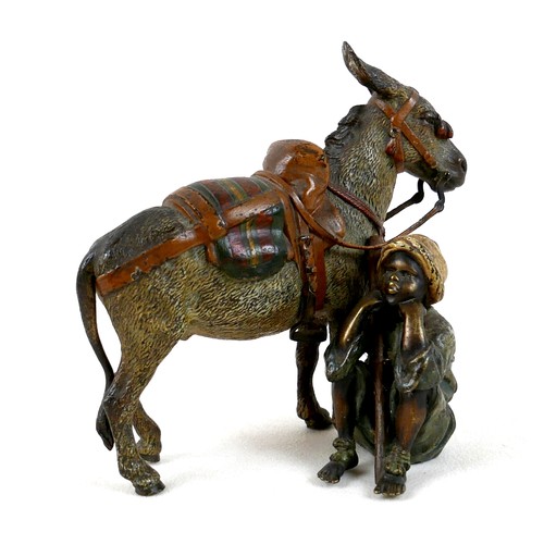 284 - An Austrian cold painted bronze sculpture, by Franz Bergman, circa 1900, modelled in the form of a y... 
