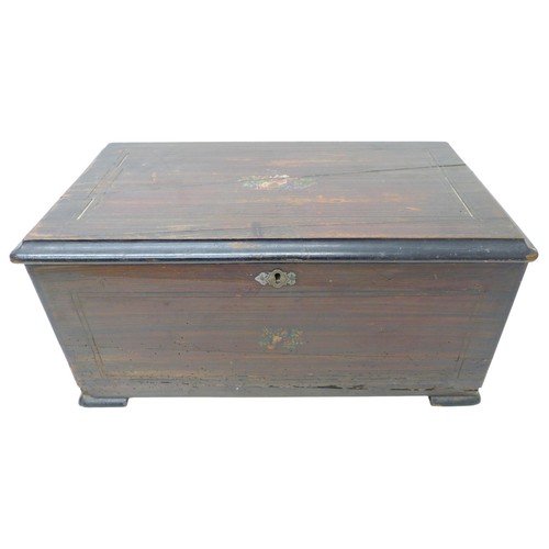 259 - A late Victorian music box with a Swiss barrel movement playing eight airs on three bells, in a simu... 