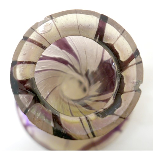 304 - A pair of Art Nouveau / Secessionist style glass vases, with iridescent lustre clear grounds and tra... 