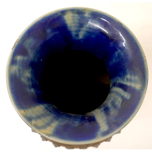 359 - A Doulton Lambeth vase decorated by Hannah Barlow, of baluster form, with blue green foliate rim, th... 
