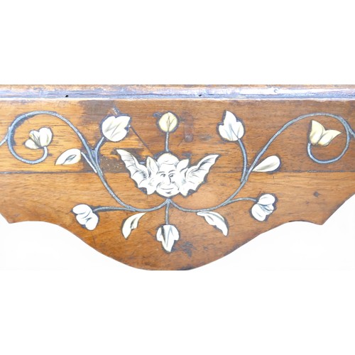 467 - A pair of early 18th century Italian walnut side chairs, with decorative ivory and pewter inlay to t... 