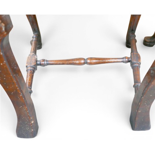 467 - A pair of early 18th century Italian walnut side chairs, with decorative ivory and pewter inlay to t... 