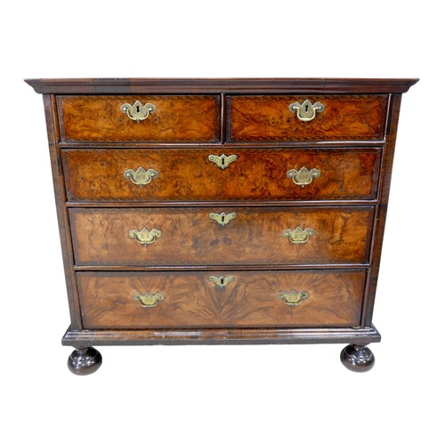 468 - A William & Mary walnut chest of drawers, late 17th century, cross banded quarter veneer top, well f... 