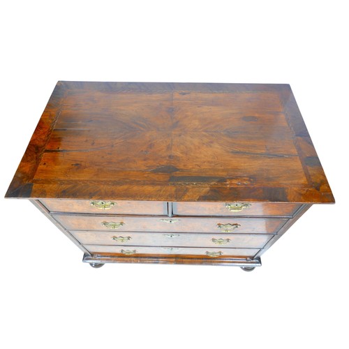 468 - A William & Mary walnut chest of drawers, late 17th century, cross banded quarter veneer top, well f... 