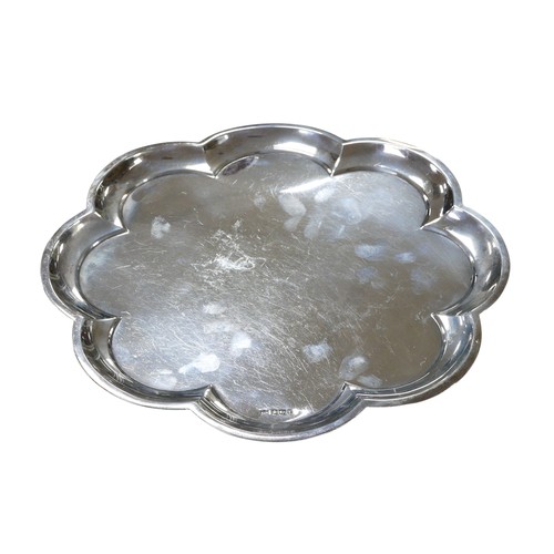 219 - A, Elizabeth II silver salver, with lobed edges, with beaded edge, inscribed verso June 1956, raised... 