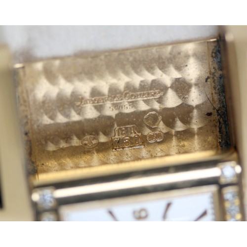 110 - An 18ct yellow gold and diamond cased Jaeger-LeCoultre Reverso lady's wristwatch, model 267.2.86, th... 