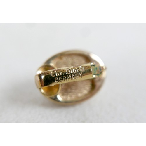 19 - A pair of 9ct gold, sapphire, and lapis lazuli oval earrings, maker VB, plus a pair vintage Christia... 