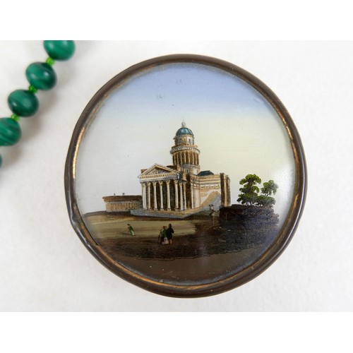 27 - A collection of jewellery including a silver frog, malachite necklace 44cm long, 19th century buckle... 