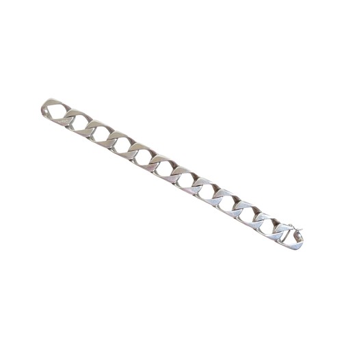 34 - An Italian Indaerre 925 sterling silver flat curb bracelet, 20cm, one side with textured detail, mar... 