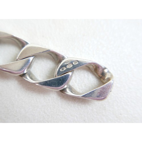 34 - An Italian Indaerre 925 sterling silver flat curb bracelet, 20cm, one side with textured detail, mar... 