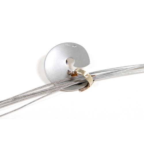 41 - A stainless steel and 14ct yellow gold pedant and necklace, the pendant 2cm high on a seven strand n... 