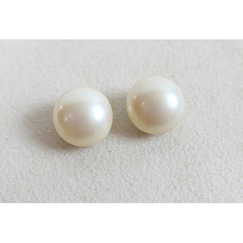 43 - A two-strand pearl necklace, with gold clasp and set with marquise sapphires, 36cm long, together wi... 