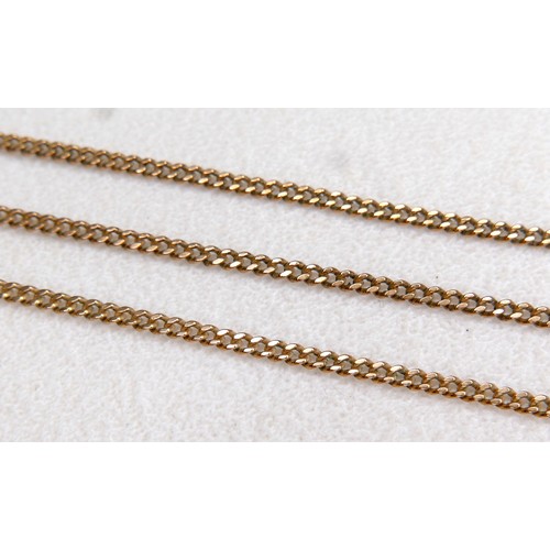 46 - A 9ct gold thin chain necklace, 58cm, 4.5g, plus an unmarked gold metal box chain necklace 1.6g (tot... 