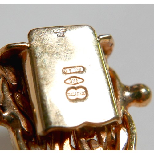 12 - An Italian 9ct Indoerre gold bracelet with two fancy interwoven chains, 20cm, 24.9g.