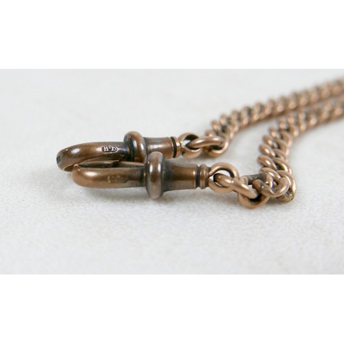 7 - A 9ct gold fob chain with T bar, Y shape as necklace, 45cm, plus a red hard stone set 9ct rose gold ... 