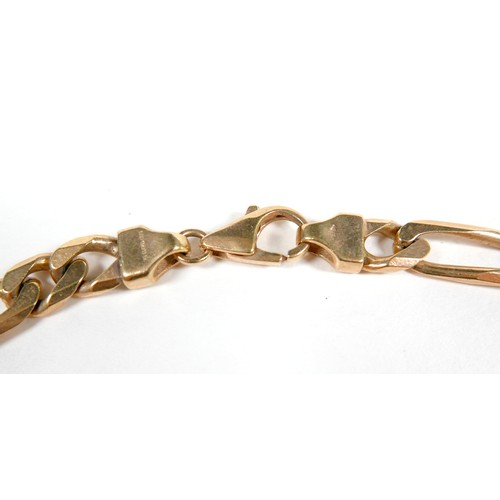 3 - A 9ct gold necklace, figaro curb link, 44cm long, 40.8g.