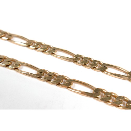 3 - A 9ct gold necklace, figaro curb link, 44cm long, 40.8g.