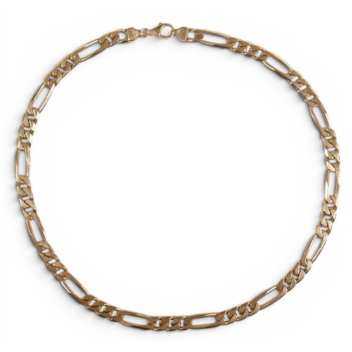 3 - A 9ct gold necklace, figaro curb link, 44cm long, 40.8g.