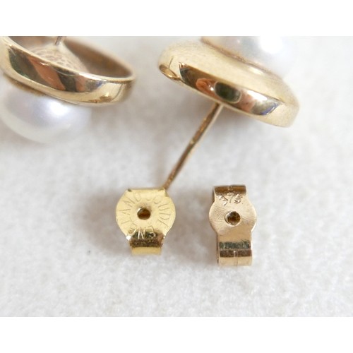 20A - Two pairs 9ct gold earrings; one with pearls (2 pairs) 5.9g total.