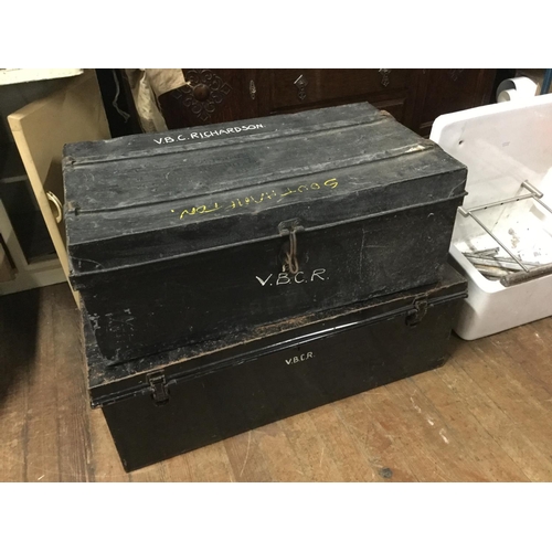 25 - 2 large metal deed boxes