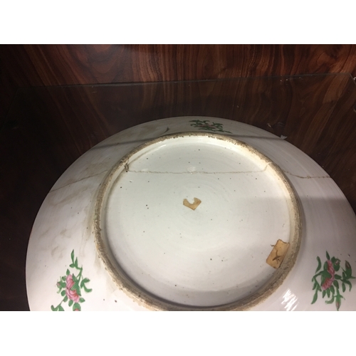 206 - large antique famile rose plate (as found) 15