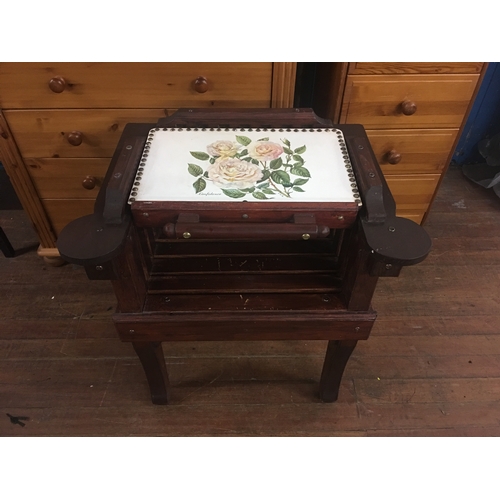 202 - wooden seat with folding back