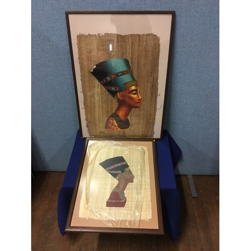 69 - 2 Egyptian/papyrus style framed pictures