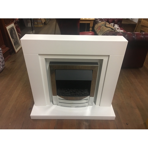 73 - Modern white electric fire and surround