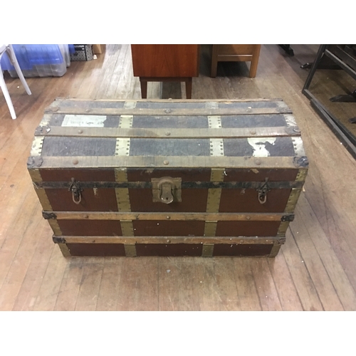 166 - Large wooden travel chest