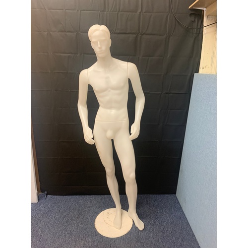 112 - Male mannequin on stand.