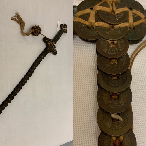 115 - 18th/19th centuary Chinese coin sword. 62cm in length. See pics