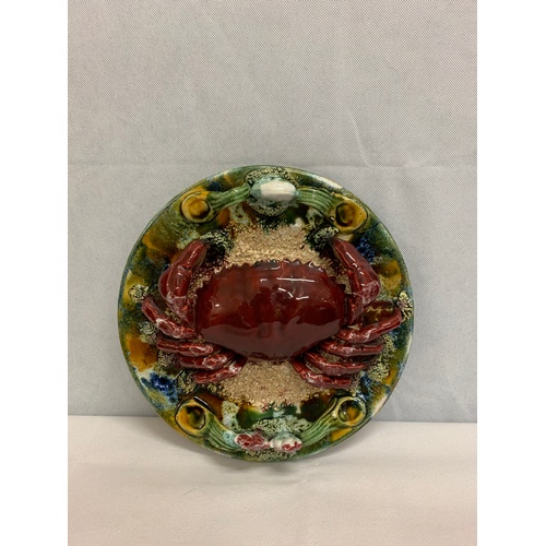 22 - Majolica crab plate.