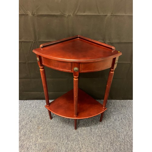 29 - Dark wood corner telephone/lamp table.