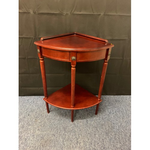 30 - Dark wood corner telephone/lamp table.