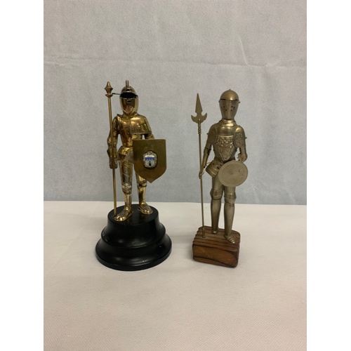 46 - Knight figure on plinth and knight lighter figure.