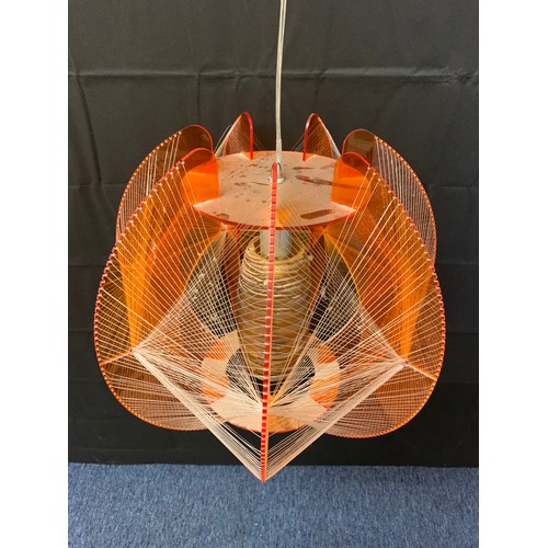 97 - A rare 1960's West German Lucite and string spirograph light shades with glass insert.