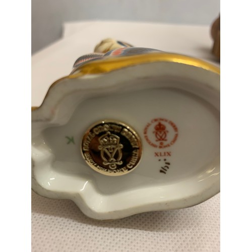 258 - Royal Crown Derby Cat paperweight with gold button to base.