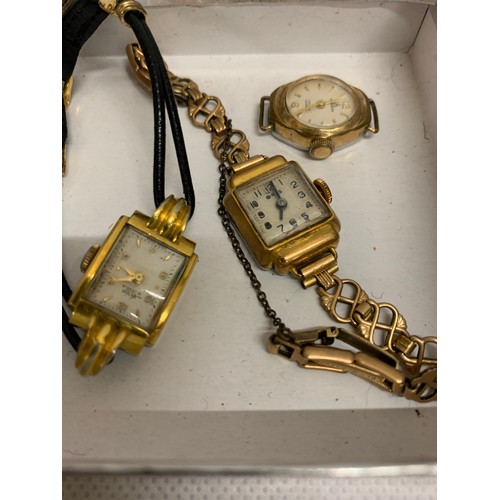 313 - 3 vintage gold plated ladies wrist watches.