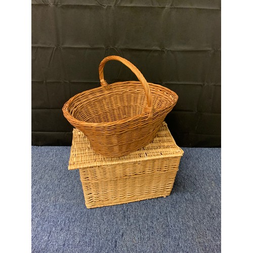 378 - Wicker hamper and basket.